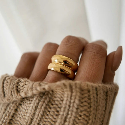 18K Gold-Plated Brass Layered Ring featuring layered detailing