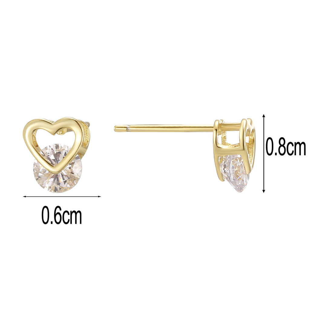 SE0278 S925Silver Design Earrings Simple Fashion Earrings Love Heart Studs