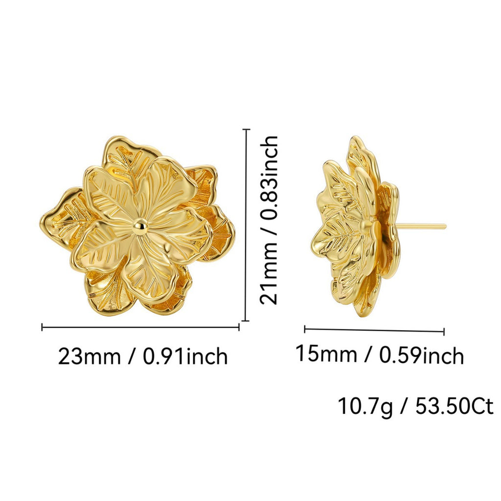 E0652 Chanel Style Fashion Retro Camellia Earrings for Women Flower Ear Accessories