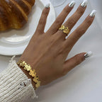 Stainless Steel Flower Open Bracelet Ring rings