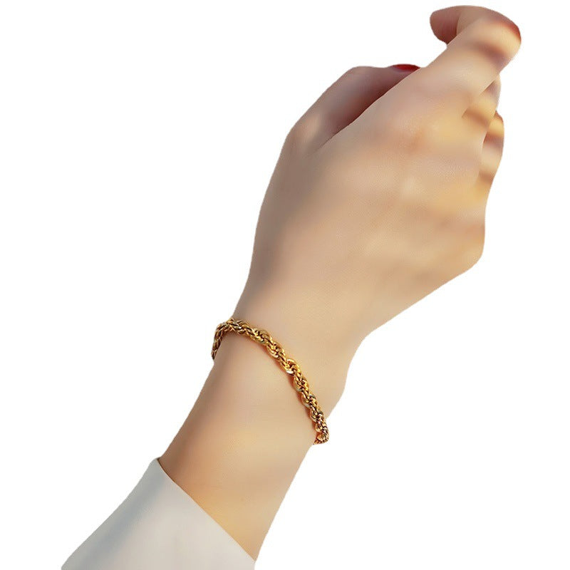 2H3mm6mm8mm12mm Miami Cuban Men's Bracelet Punk Jewelry18K Gold-plated Stainless Steel Bracelet Jewelry