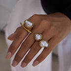 Imitation Baroque Pearl Ring Non-Fading Stainless Steel Autumn Winter Jewelry for Women