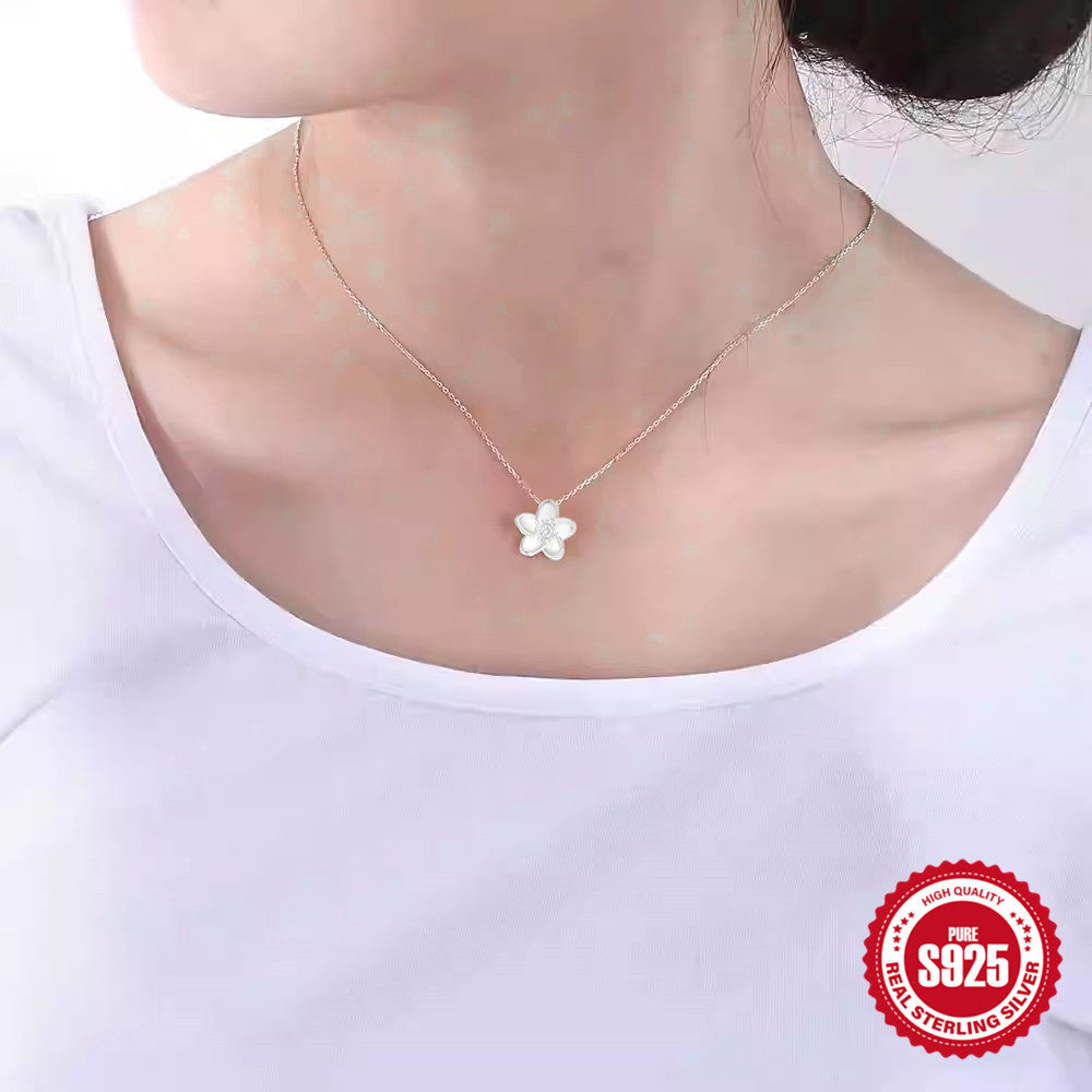 Sterling Silver Flower Zircon Necklace Collarbone Chain