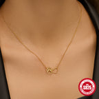 S925 Sterling Silver Heart Cat Paw Dual Element Collarbone Necklace