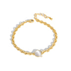 B0036 Exaggerated Natural Stone Round Bracelet for Women Bohemian Thick Chain Short Jewelry