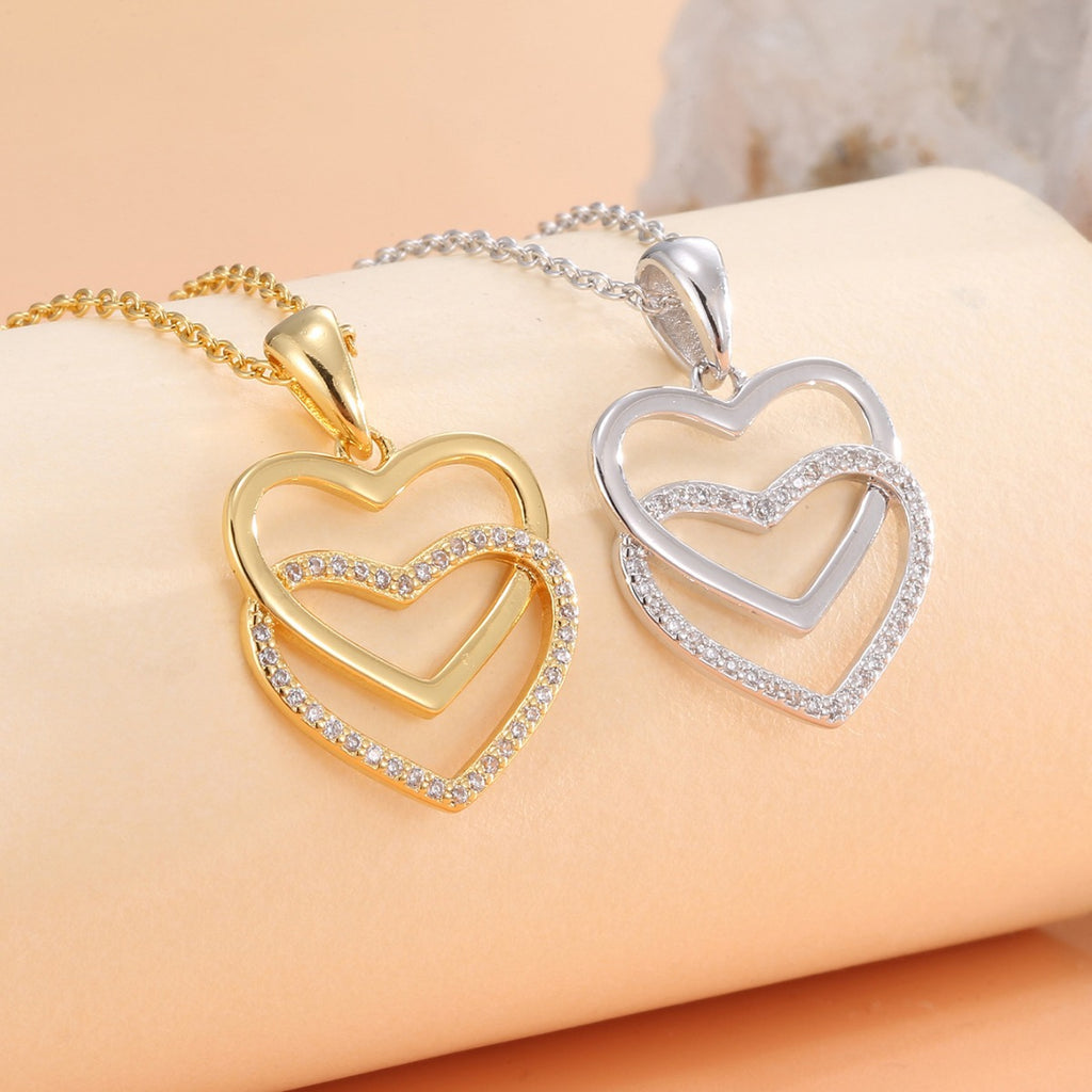 CYN0170 Cross Heart Pendant Copper Necklace Collarbone Chain