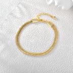 B0052 Snake Bone Bracelet for Women, Metal Chain, Fine Fish Scale, Copper Plated18K New Gold Jewelry