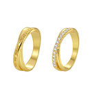 R0536 Fashion Creative Design Letter Print Zircon Ring for Women Brass Gold-Plated Simple Set Ring
