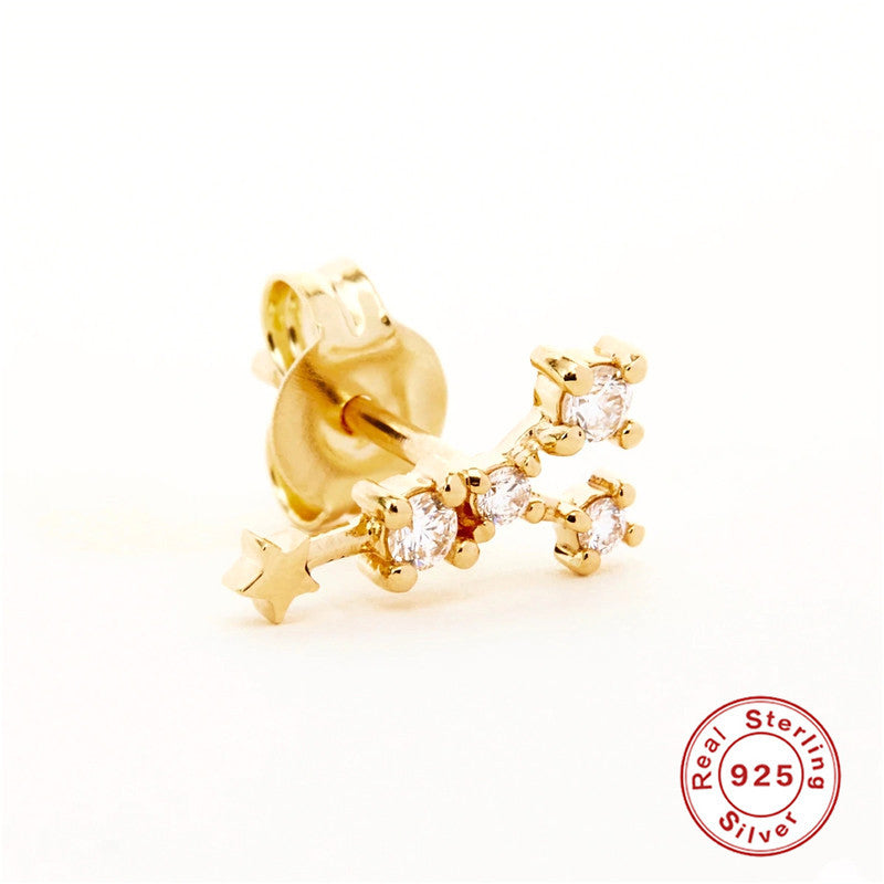 Crystal-Set Star Stud 925 Sterling Silver Earrings — jewelry design view 09