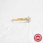 S925Sterling Silver Classic Six-Prong Diamond Ring Women's Fashion Style Engagement Zircon Ring