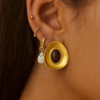Resin earrings earrings non-fading stainless steel18k Gold accessories