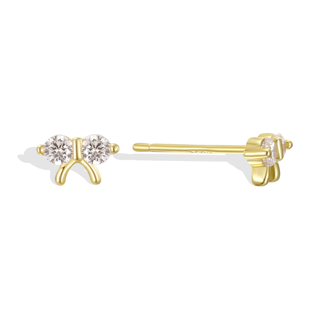 SE0277 S925Silver Bowknot Earrings for Women with Sparkling Diamonds, New Sweet Trendy Ear Piercing Jewelry