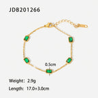 New Bracelet for Women 14K Gold Multiple Square Green Zircon Bracelet Fashion Bracelet Jewelry for Women