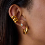 Stainless Steel with White Diamond Chubby Earrings Ear Clips Non-Fading Ear Jewelry