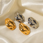 18K Gold-plated Stainless Steel Irregular Hammered Stud Earrings for Women Fashion Non-fading Earrings