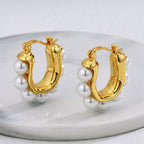 Gold-Plated Brass Shell Pearl Earrings with Minimalist Detail for boutique wholesale jewelry collections