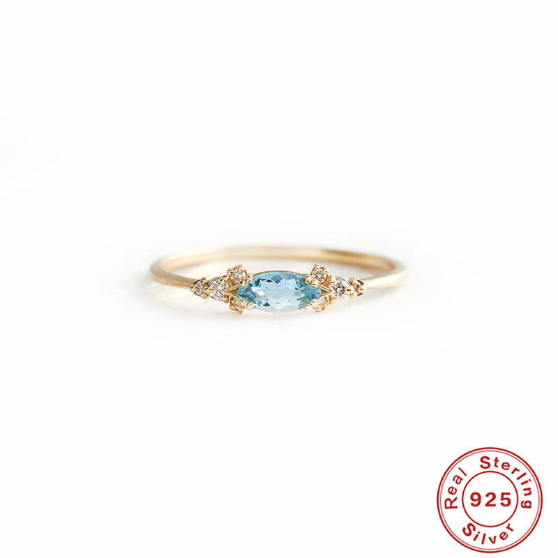 S925Sterling Silver Sapphire Marquise Diamond Engagement Ring Hot-Selling Index Finger Ring