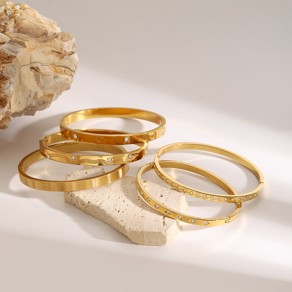 Stainless Steel Zircon Bracelet Clasp Bangle Wristband