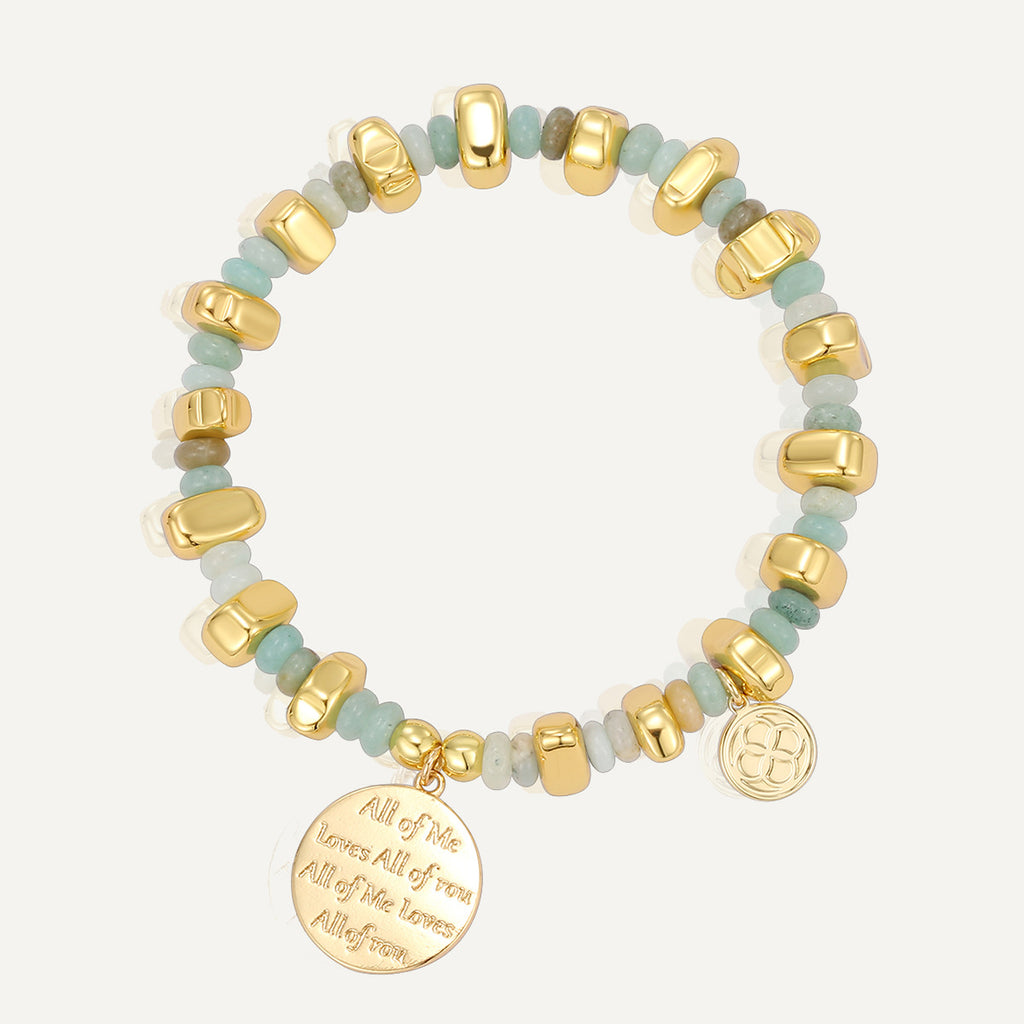 B0308 Simple Engraved Bracelet Expressing Love Fashionable Chalcedony Stone Beaded