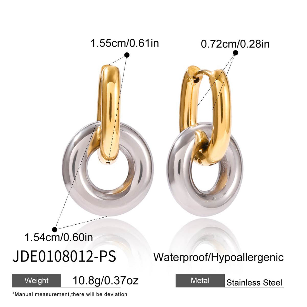 Double Hoop Earrings Ear Buckle Non-Fading Ear Accessories Stainless Steel Jewelry for Women