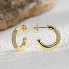 E0369 C Unique Geometric Circle Stud Earrings Minimalist Cool Micro Inlay Textured Earrings