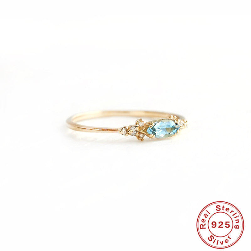 S925Sterling Silver Sapphire Marquise Diamond Engagement Ring Hot-Selling Index Finger Ring