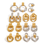 2H Color Block Stainless Steel Circle Earrings Stud Earrings earrings