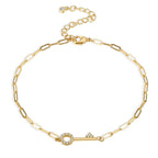 A0007 Accessories Hip-Hop Chain Key-Shaped Zircon Anklet for Women Modern Simple Adjustable Foot Jewelry