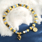 B0327 Ocean Vacation Dolphin Heart Zircon Beaded Bohemian Chalcedony Bracelet