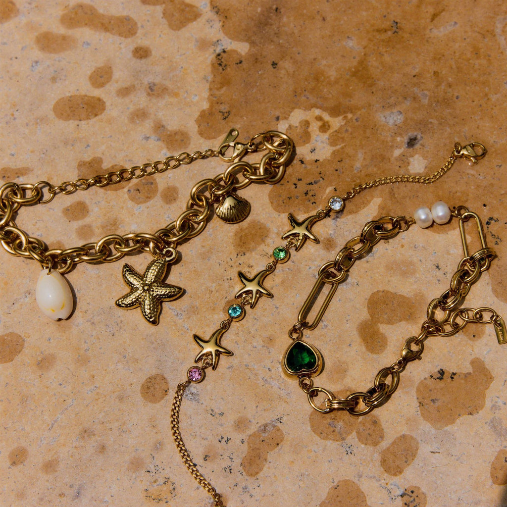 Zircon Starfish Bracelet Stainless Steel Jewelry for Women Non-Fading Jewelry