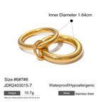 18K Gold Stainless Steel Metal Glossy Two-Piece Ring Set Hot Selling Simple Ring