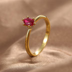 R0382 Design Ring Female Brass Gold Plated Inlaid Red Zircon Joint Ring