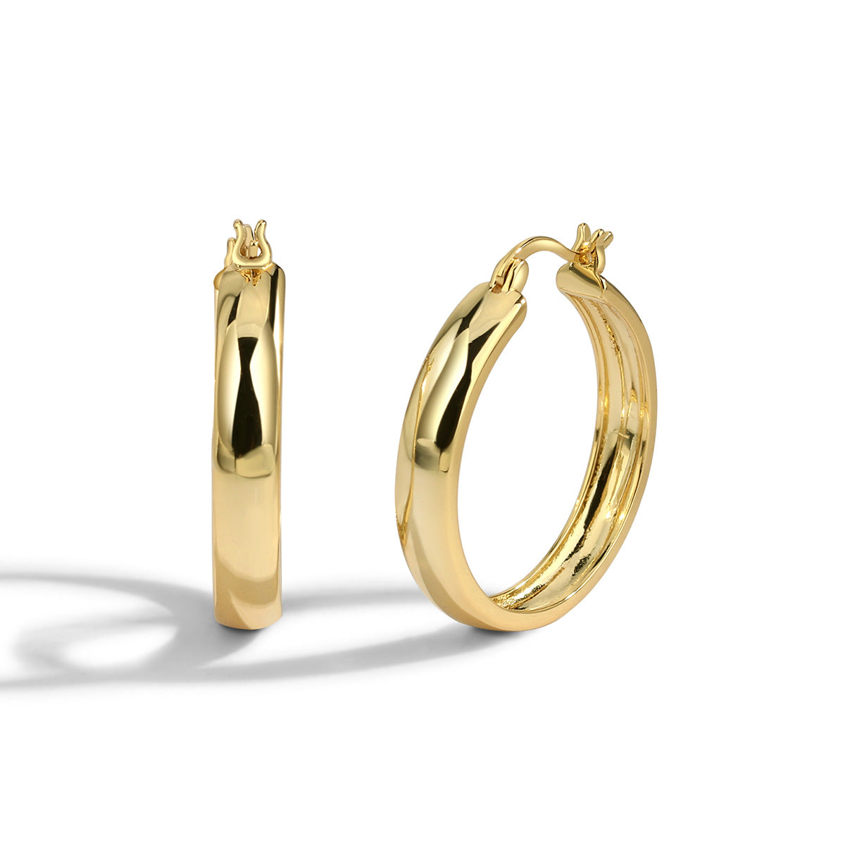 E0276 Fashion Ornament Large Circle HOOP Minimalist Design Earrings Retro Hong Kong Style Ear Clip