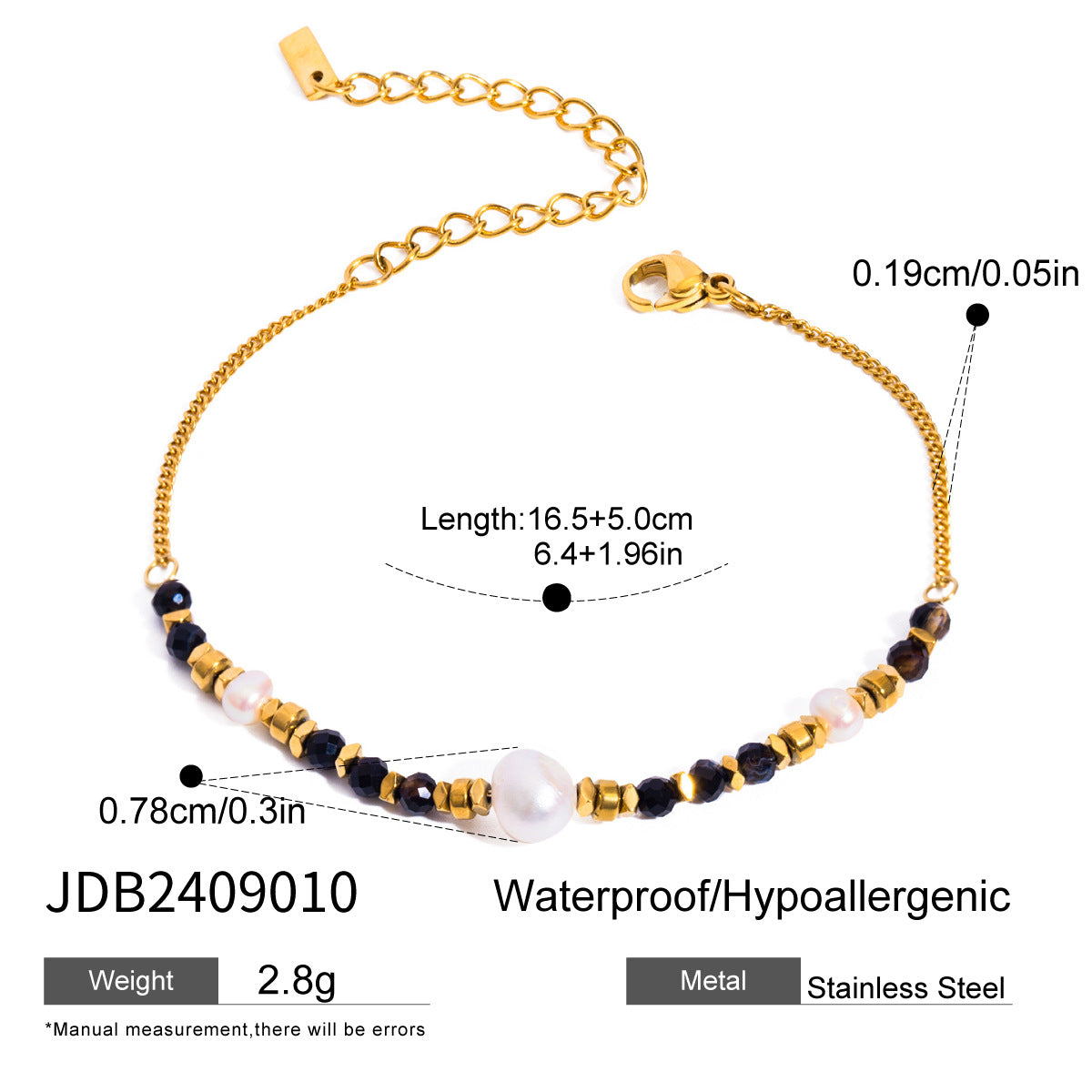 18K Gold Stainless Steel Bracelet Jewelry Non-Fading Accessories