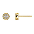 Gold-Plated Brass Round Pavé CZ Earrings for private-label fashion jewelry buyers