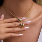 2H Color Block Circle Necklace Accessories Women's Collarbone Chain Stainless Steel Necklace Women