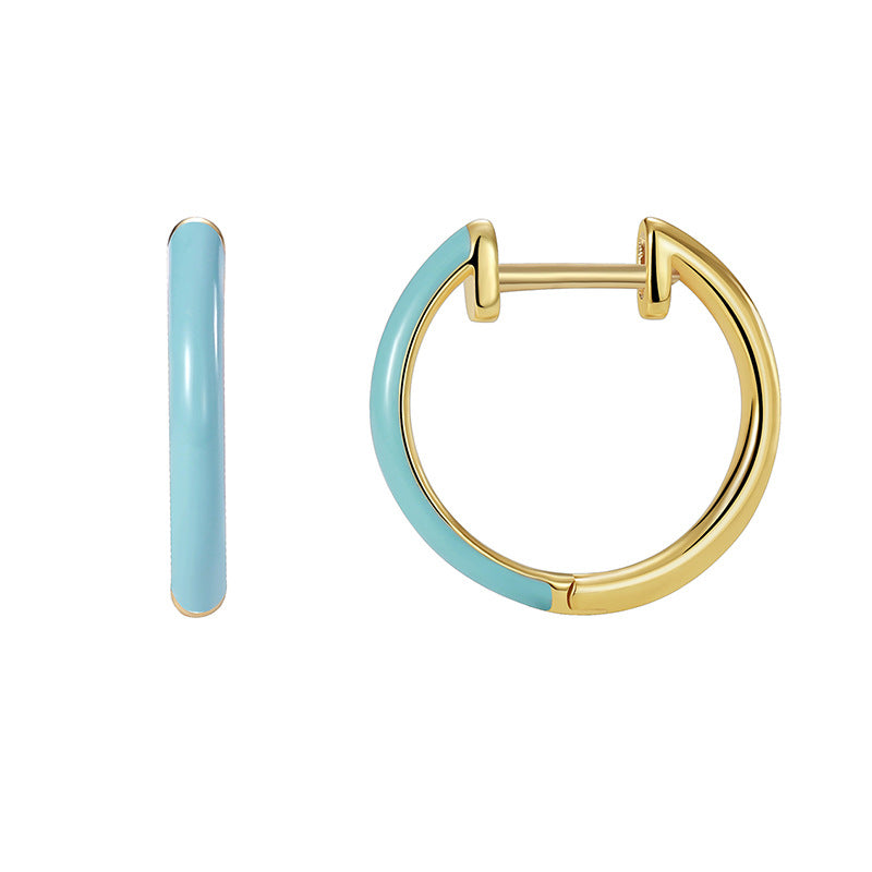 E0500 French Fashion Simple Design Earrings for Women Copper Gold Plated Minimalist Resin Hoop Earrings