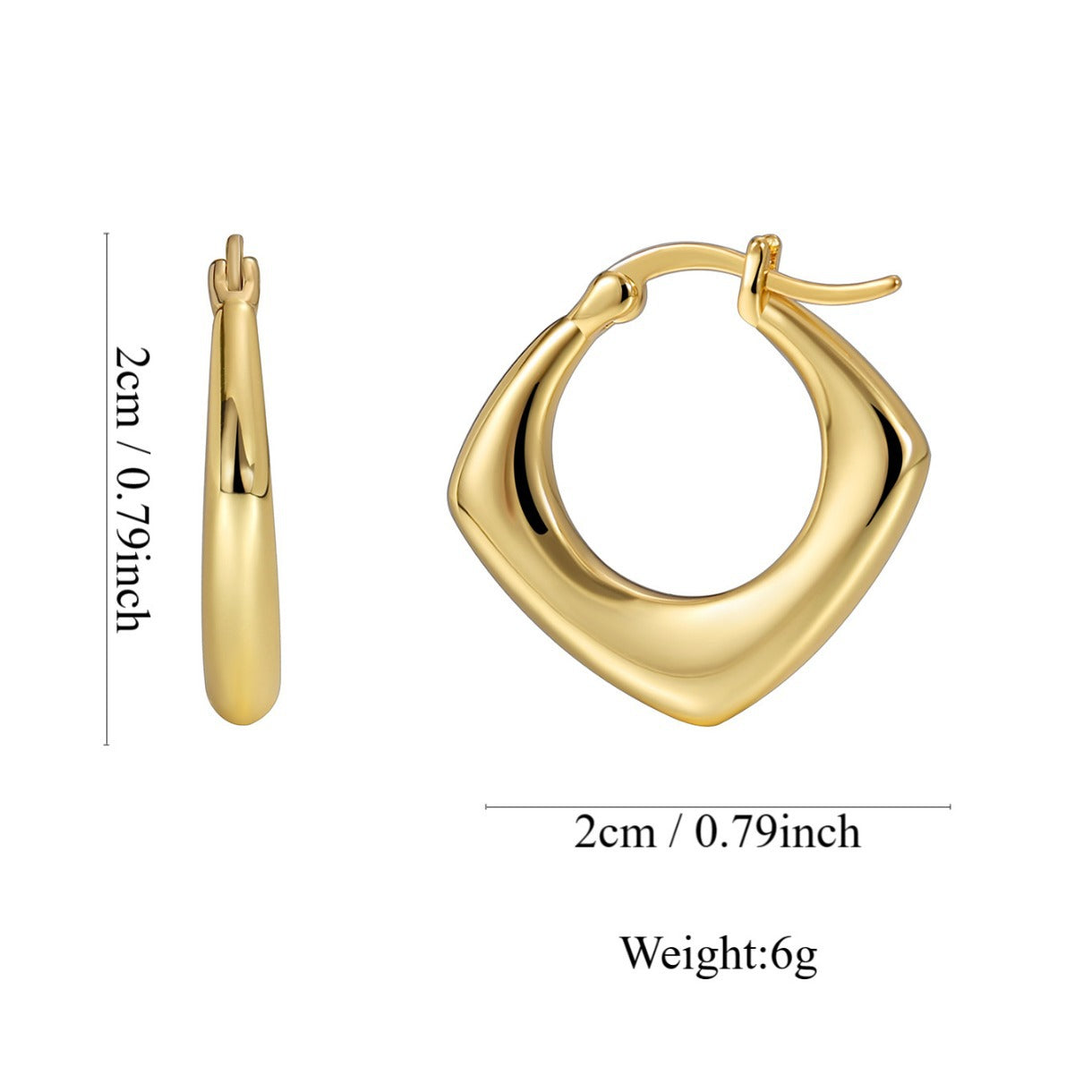E0294 Solid Texture Hoop Earrings Geometric Hollow Square Earrings Women's Fashion Stud Earrings