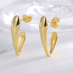 Gold-Plated Brass Teardrop Drop Earrings with teardrop design details