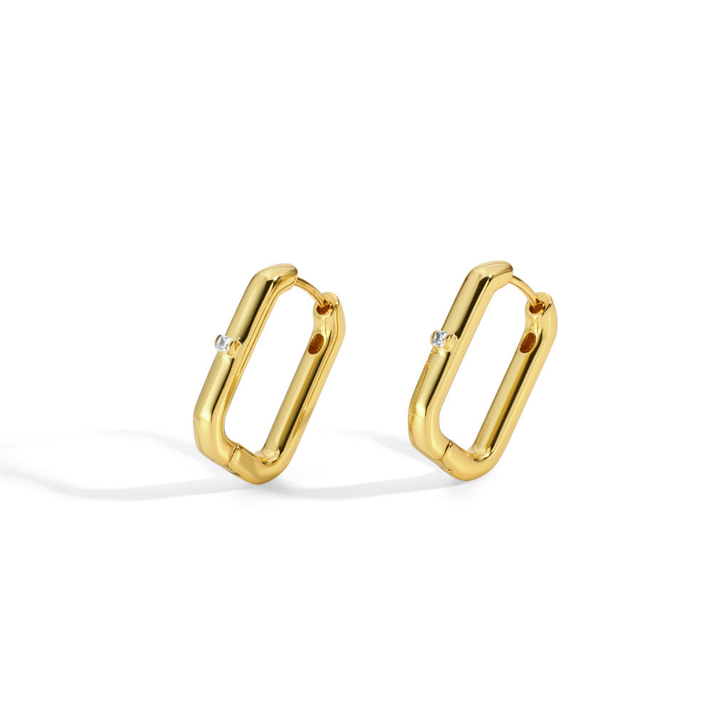 Fashion Simple Geometric Square Earrings for Women with Design Sense Zircon Earrings Minimalist Style Small Accessories