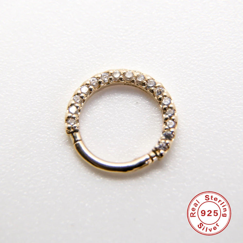 S925Sterling Silver Piercing Cartilage Jewelry Nose Ring with Diamond Ear Clip Ear Cuff Hot Trend Ear Bone Stud