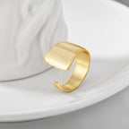 R0203 Minimalist Irregular Open Ring for Women Metal Copper Plated18k Real Gold