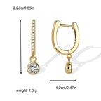 E0405 Minimalist Retro Autumn Winter Earrings for Women Brass Gold Plated U Micro-inlaid Zirconia Style Earrings
