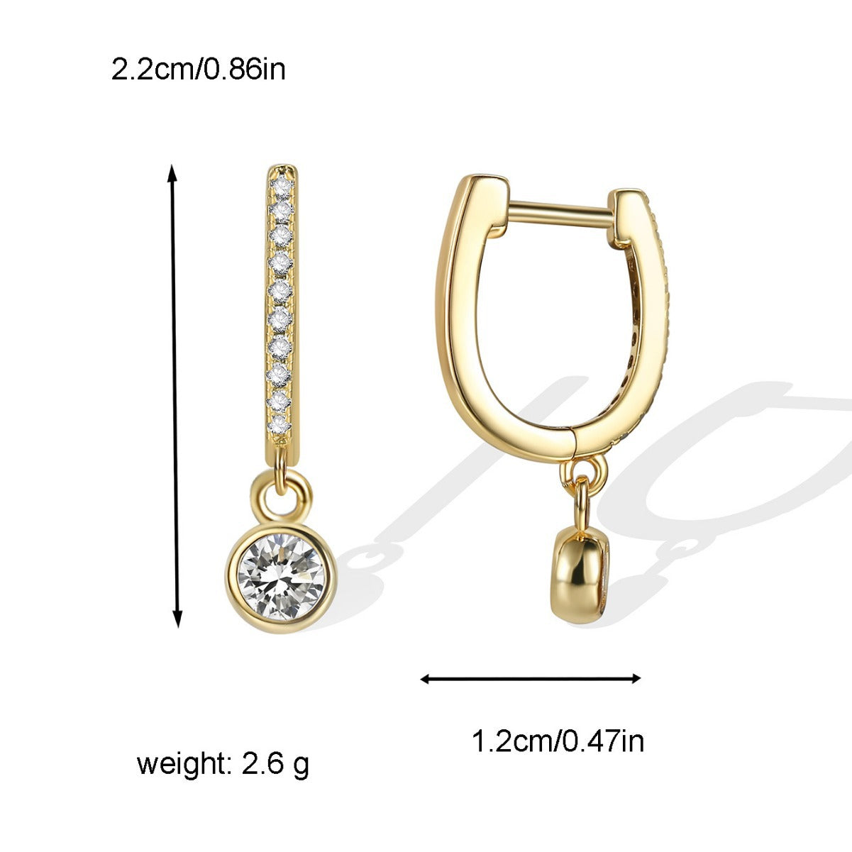 E0405 Minimalist Retro Autumn Winter Earrings for Women Brass Gold Plated U Micro-inlaid Zirconia Style Earrings