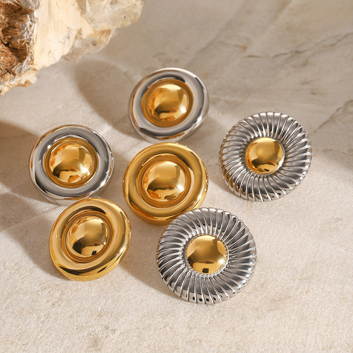 2H Stainless Steel Exaggerated Threaded Stud Earrings Circle Earrings Ear Jewelry earrings