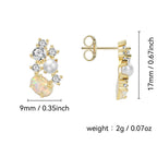 E0353 Vintage Opal Pearl Earrings Fairy Zircon Pearl Studs Evening Jewelry for Women