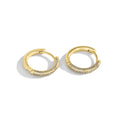 Gold-Plated Brass Round CZ Hoop Earrings with Cubic zirconia Detail styled for independent jewelry boutiques — jewelry finish and design detail