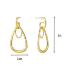 E0629 Elegant Fashion Geometric Hollow Large Teardrop Earrings for Women Copper Gold Plated Simple Smooth Earrings