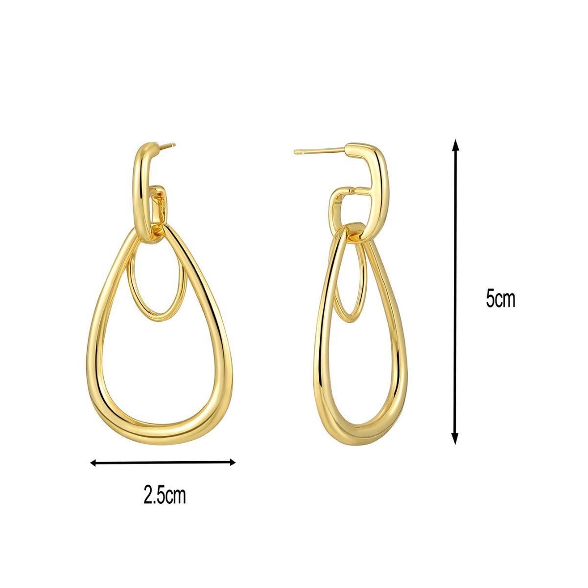 E0629 Elegant Fashion Geometric Hollow Large Teardrop Earrings for Women Copper Gold Plated Simple Smooth Earrings