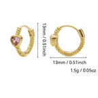 E0670 Elegant and fashionable Earrings Female Brass Gold Plated Inlaid Heart-shaped Pink Zircon Ear Jewelry